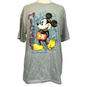Mickey Mouse Disney Gray Short Sleeve Pullover Tee Top Slim Fit Sz M NEW